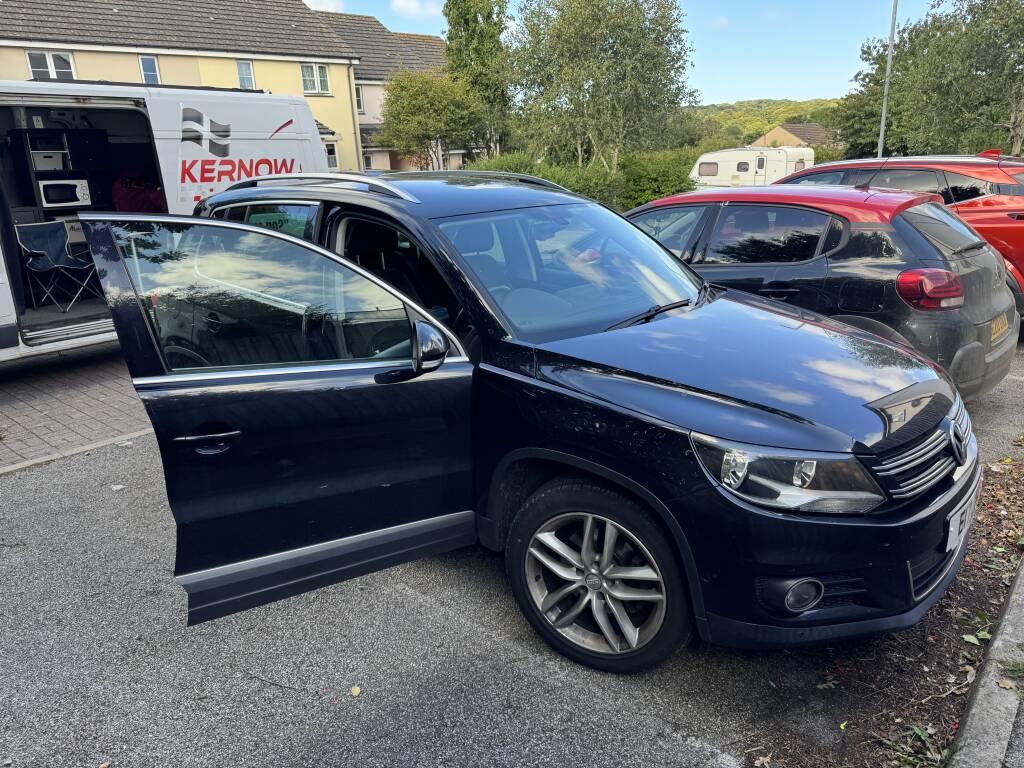Kernowsport technician tuning a VW Tiguan ECU for improved power and MPG