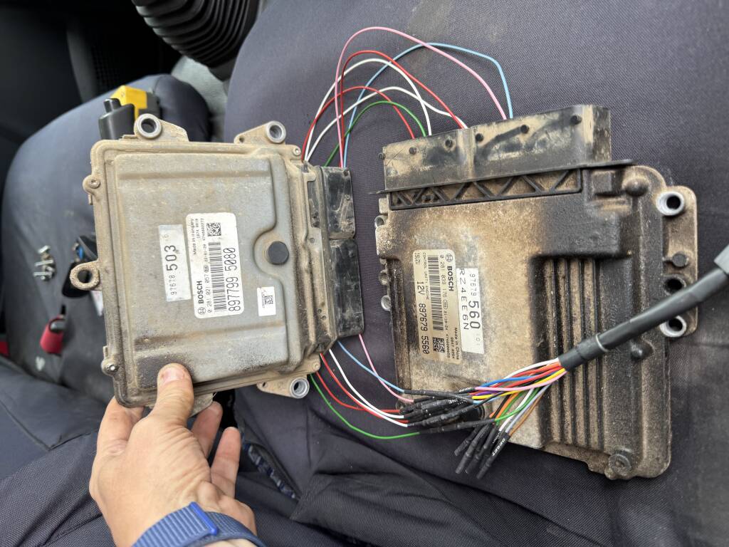 Dual Bosch ECUs from Isuzu Grafter during AdBlue system repair by Kernowsport