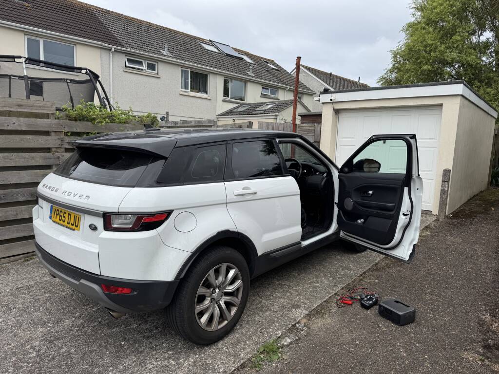 2015 Range Rover Evoque in Newquay awaiting AdBlue and DPF fix by Kernowsport.
