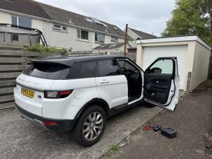 2015 Range Rover Evoque in Newquay awaiting AdBlue and DPF fix by Kernowsport.