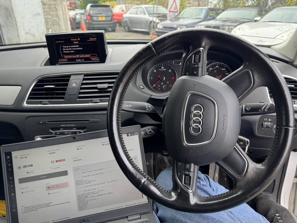 Audi Q3 DPF warning light before Kernowsport and Padsfab repair in Cornwall