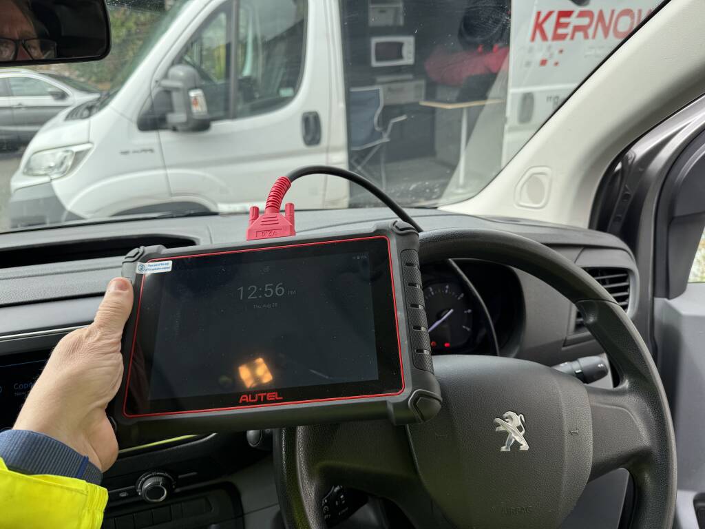 Kernowsport technician carrying out AdBlue fix on Peugeot Expert in Cornwall