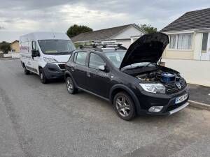 Remapped Dacia Sandero driving in Cornwall after Kernowsport performance tune