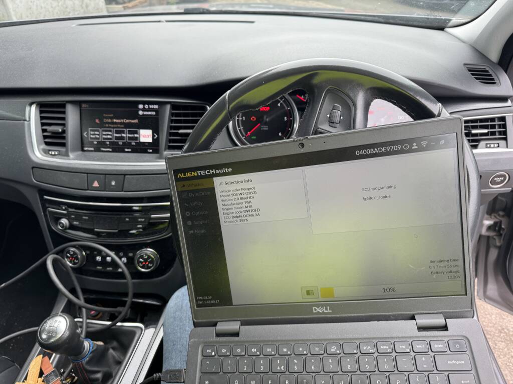 Kernowsport ECU diagnostics on Peugeot 508 with AdBlue fault in Cornwall