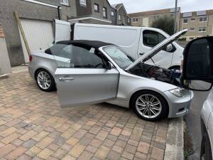 Kernowsport technician performing Stage 1 remap on BMW 118D Convertible in Porthleven Cornwall.