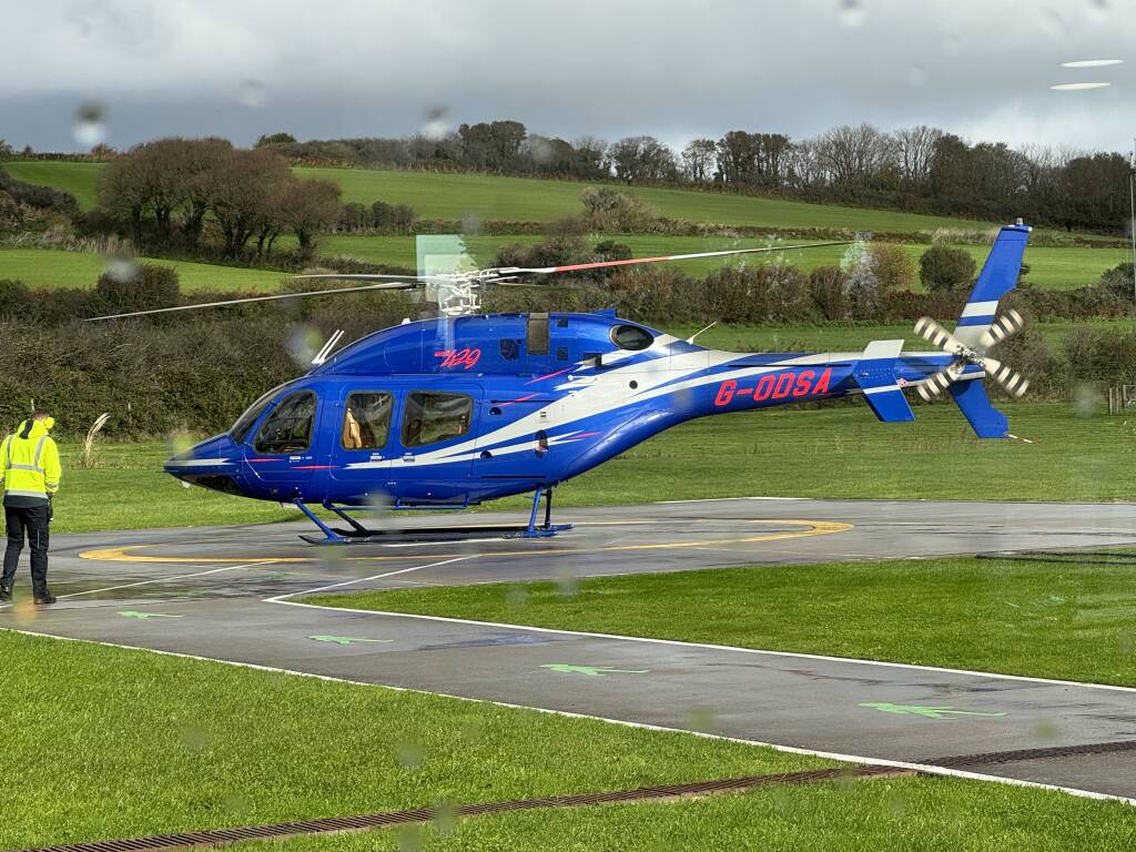 Helicopter delivery of Vauxhall Corsa ECU to Kernowsport in Penzance for DPF delete.