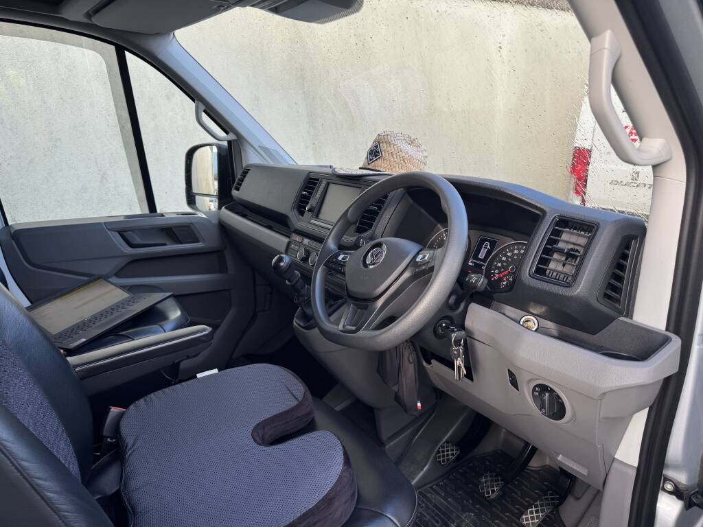 Kernowsport technician diagnosing DPF fault on VW Crafter camper van in Cornwall.