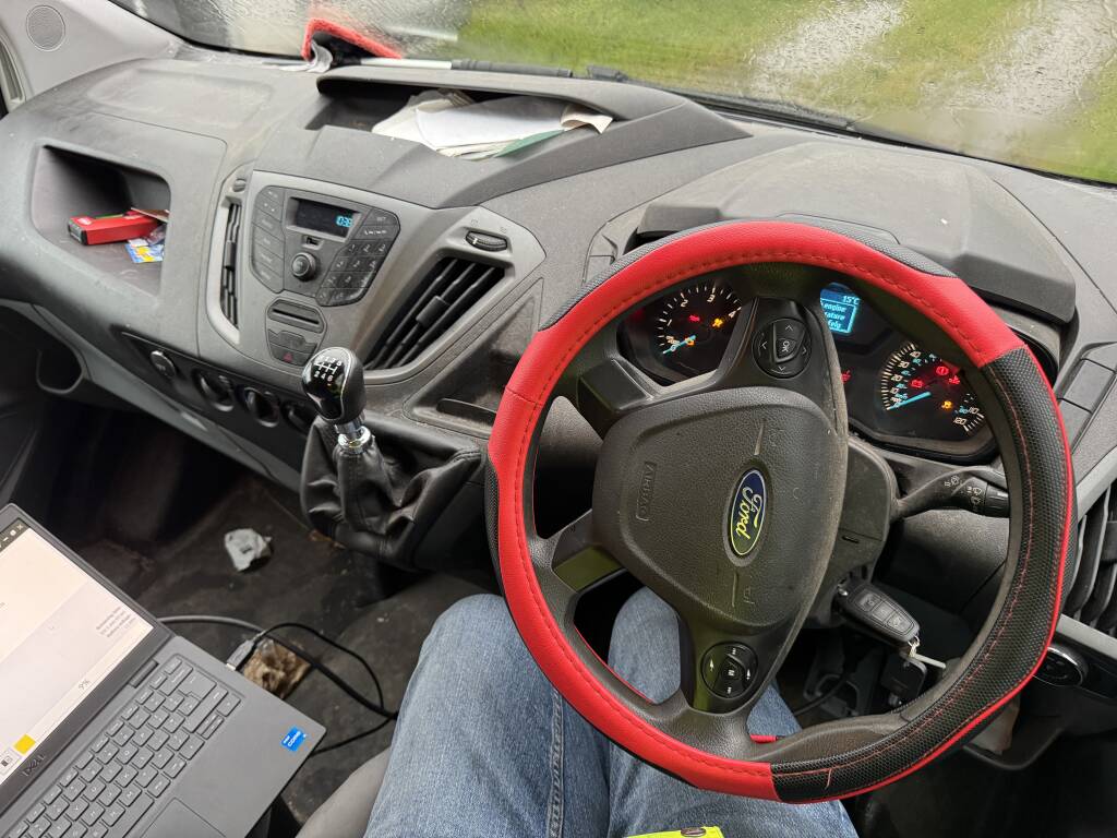Kernowsport technician performing ECU remap on Ford Transit Custom 1.5 Diesel in Cornwall.