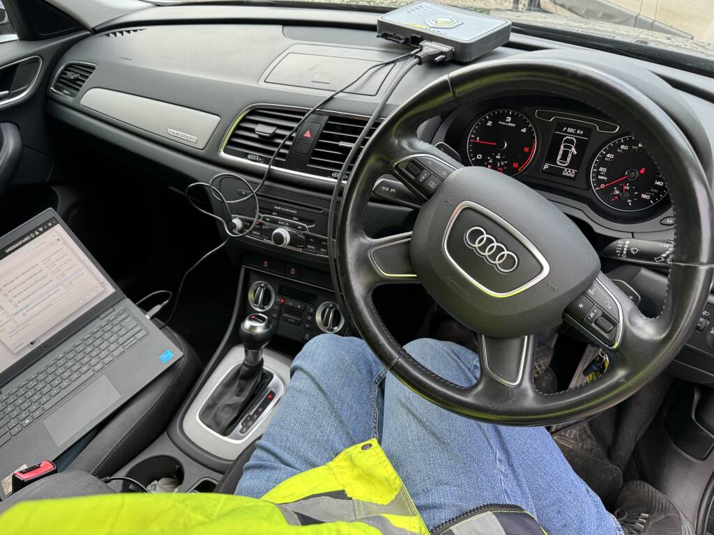 Diagnostic equipment connected to Audi Q3 during Stage 1 ECU remap.