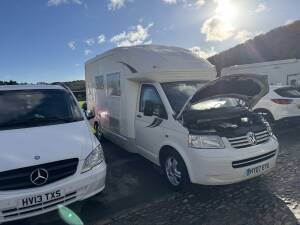 Unique VW Transporter camper conversion parked in Calstock during KernowSport visit.
