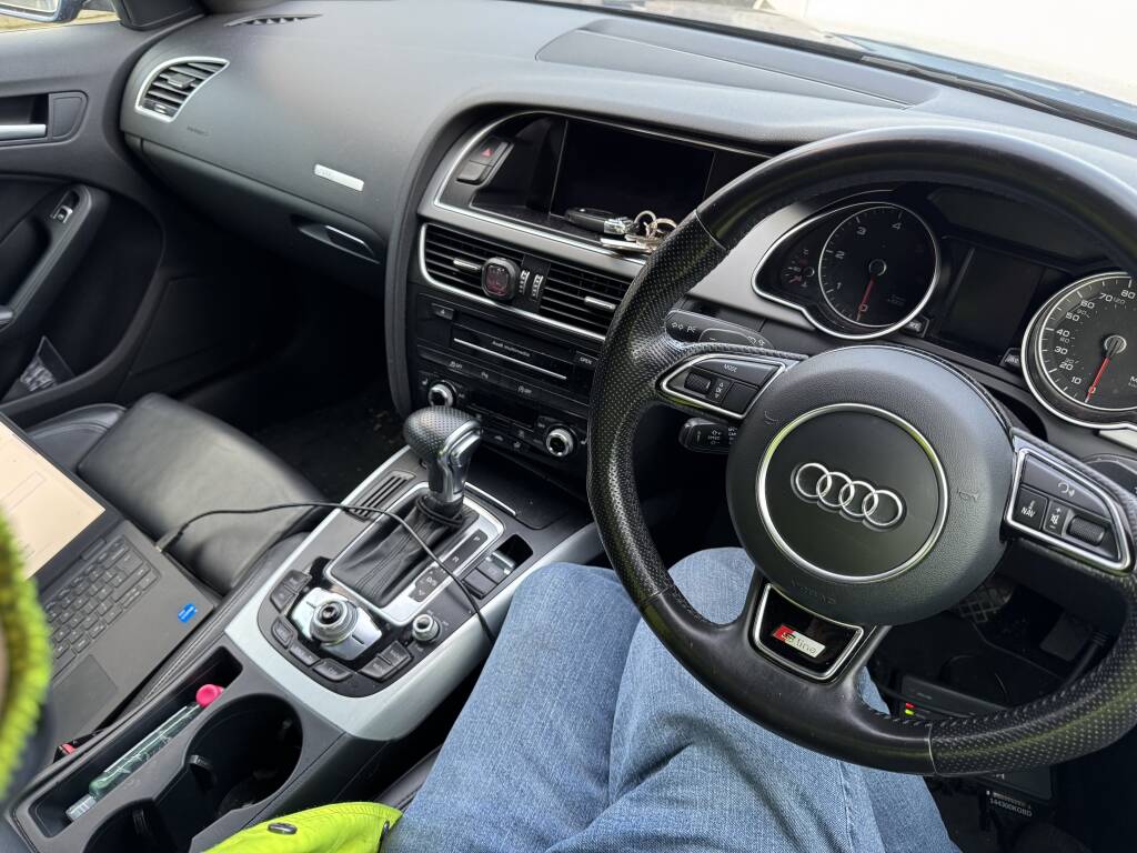 Laptop Displaying Ecu Data During Audi A5 3.0d Remap Process.” - Kernowsport Performance Tuning Laptop displaying ECU data during Audi A5 3.0D remap process.”