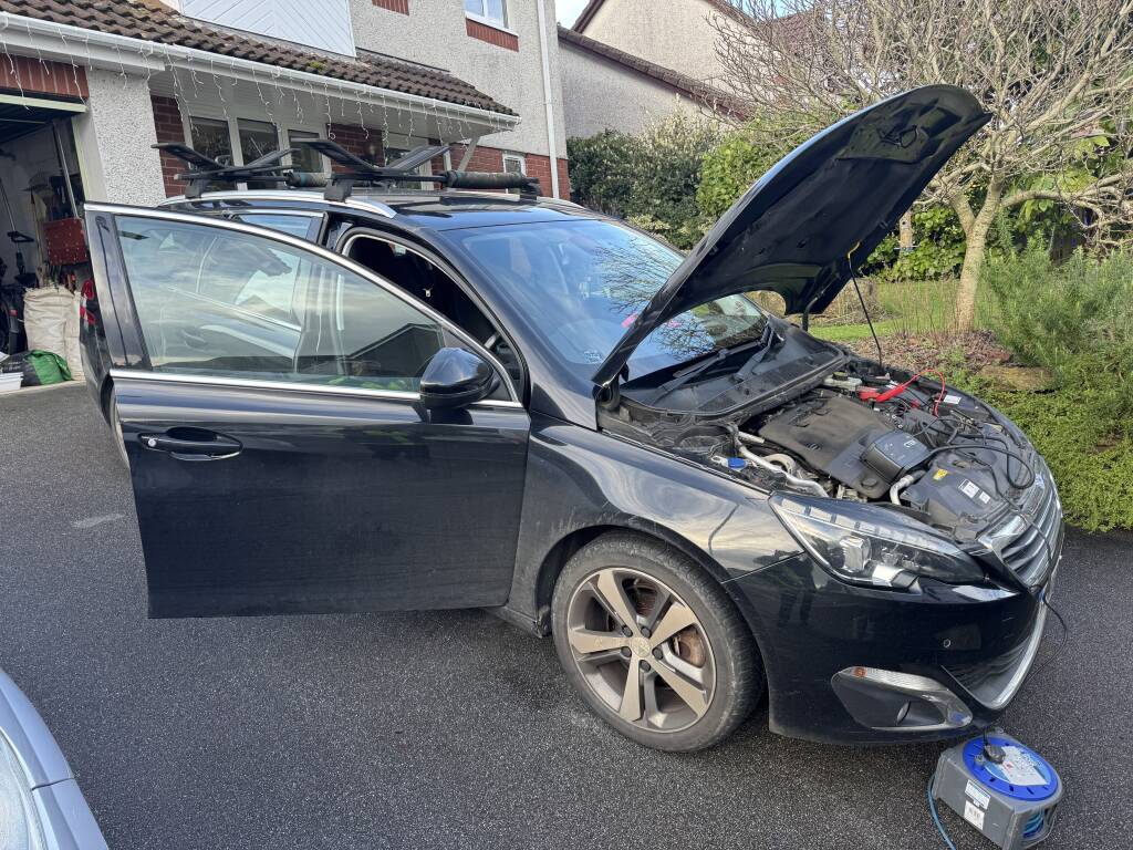 Peugeot 308 parked in St Austell for AdBlue delete and remap by Kernowsport.