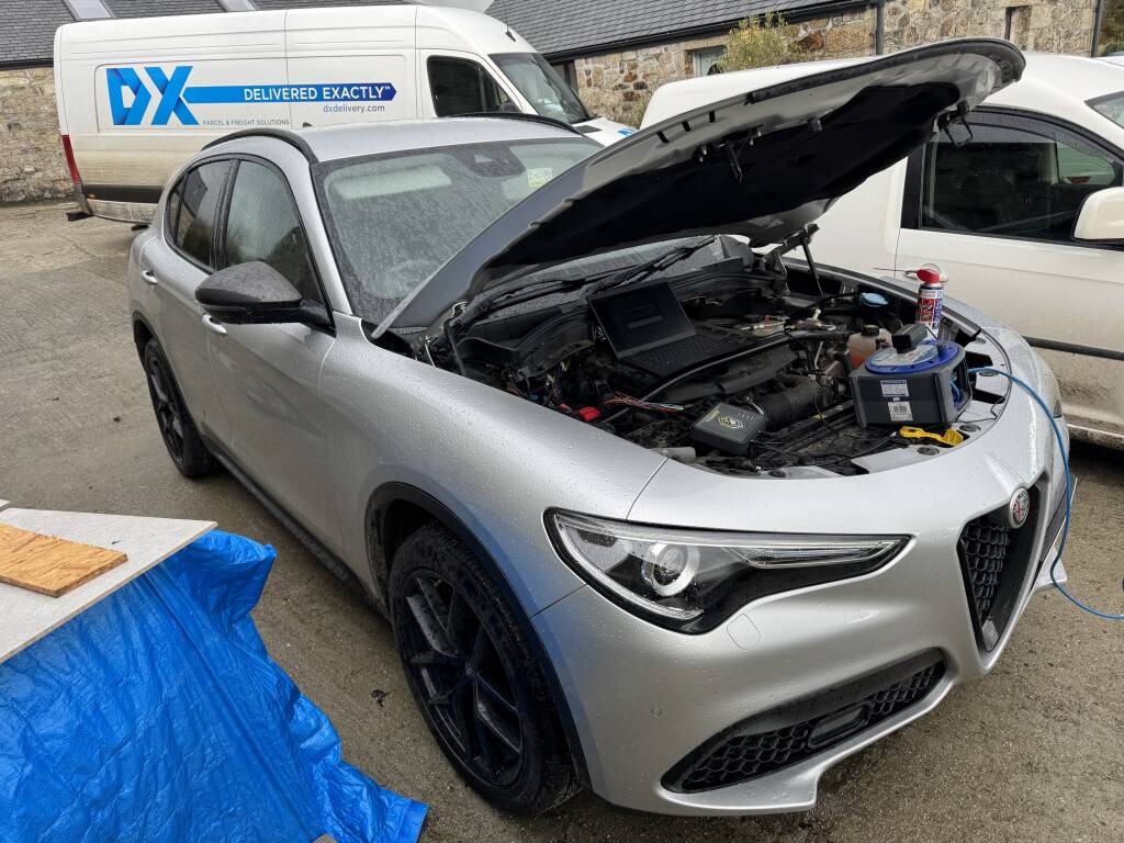 Alfa Romeo Stelvio 2.0 Turbo parked in Wendron near Helston.