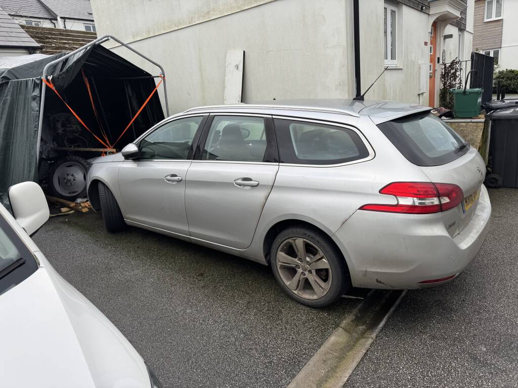Peugeot 308 2.0 HDi parked in St Austell for ECU software correction.